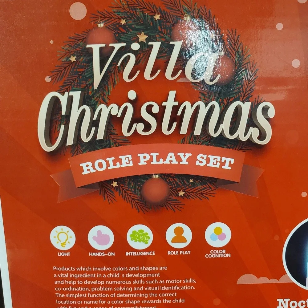 Villa Christmas Role Play Dollhouse Set 383 Pieces Interactive Lights Up NEW